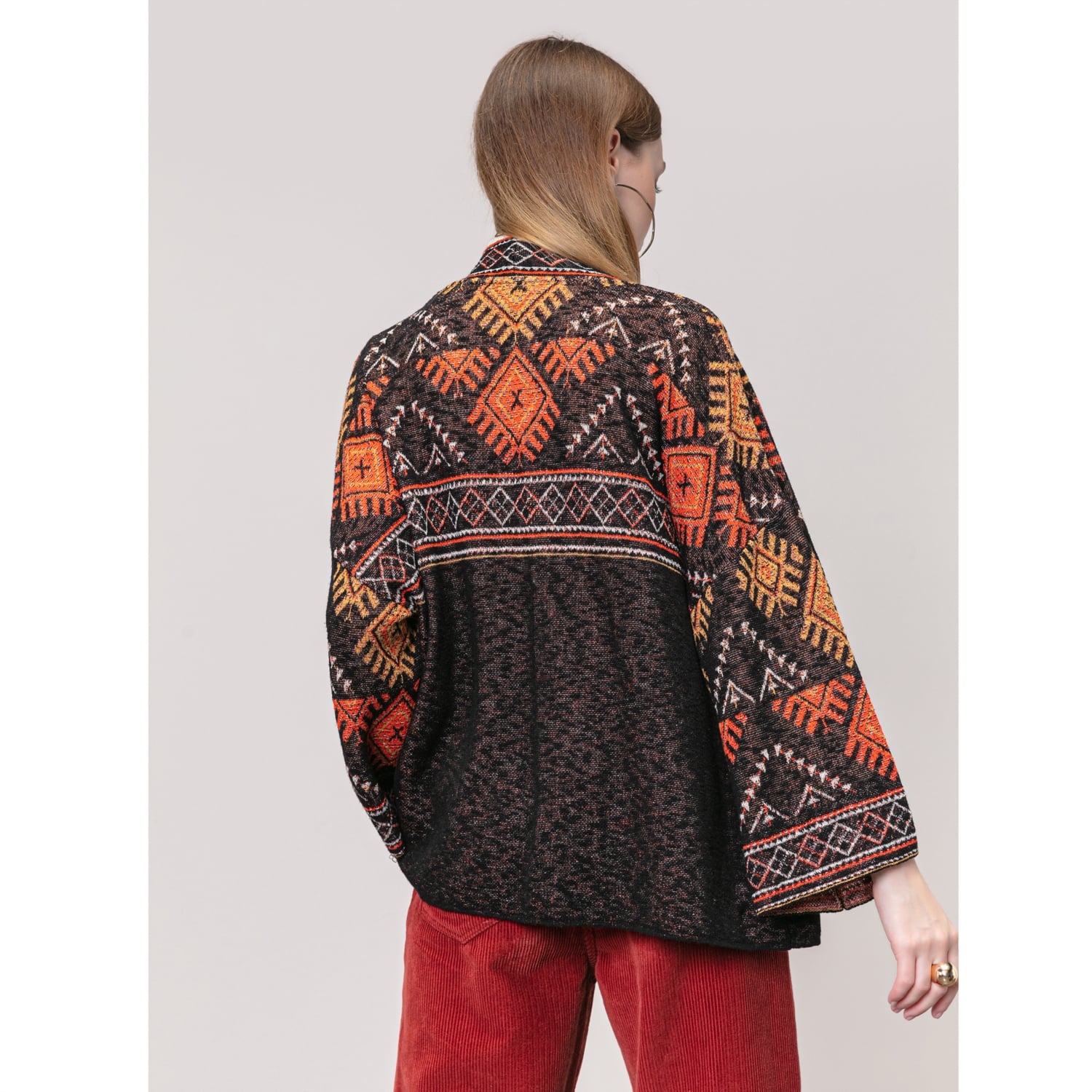 ETNİK DESENLİ PAMUKLU HIRKA