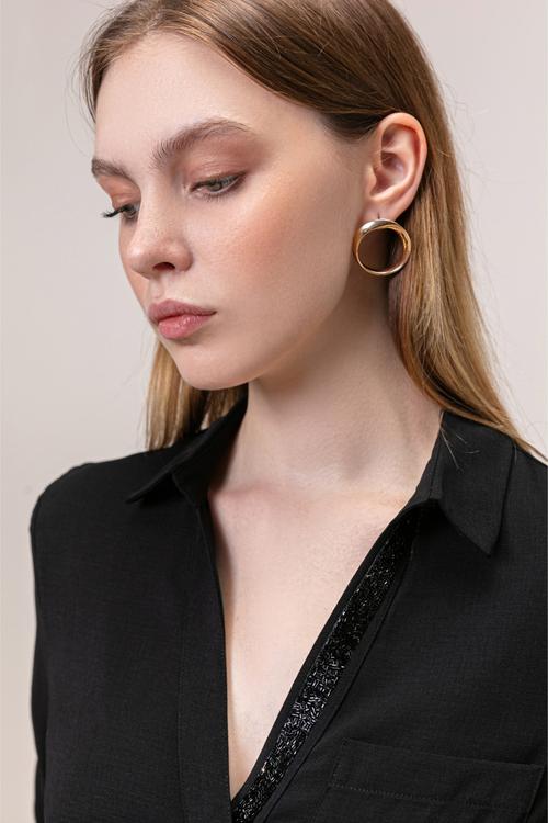  YAKA DETAYLI MİDİ GÖMLEK ELBİSE