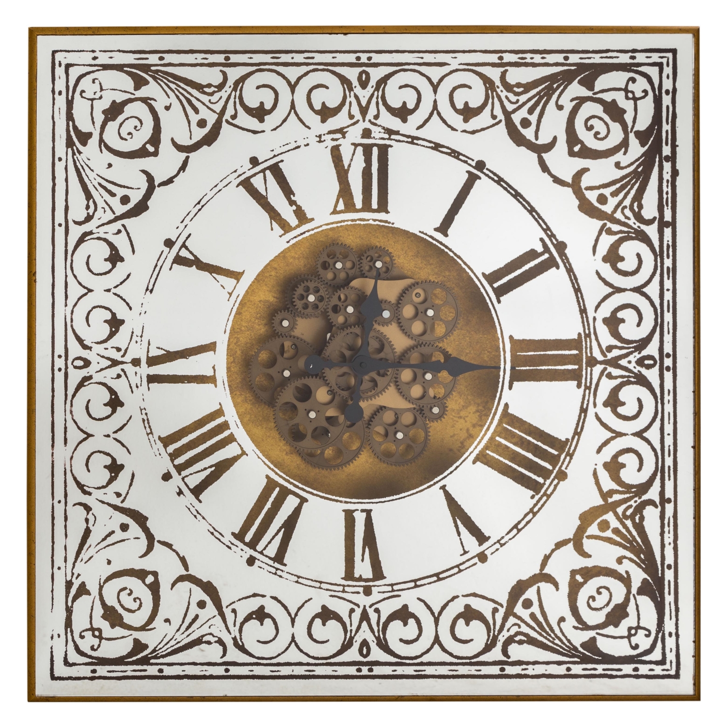 KARE ALTIN AYNALI SAAT 80X80 CM