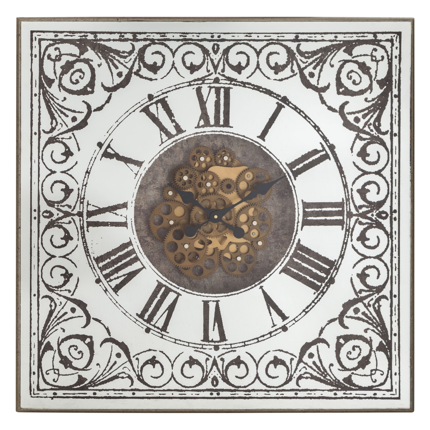 KARE GÜMÜŞ AYNALI SAAT 80X80 CM