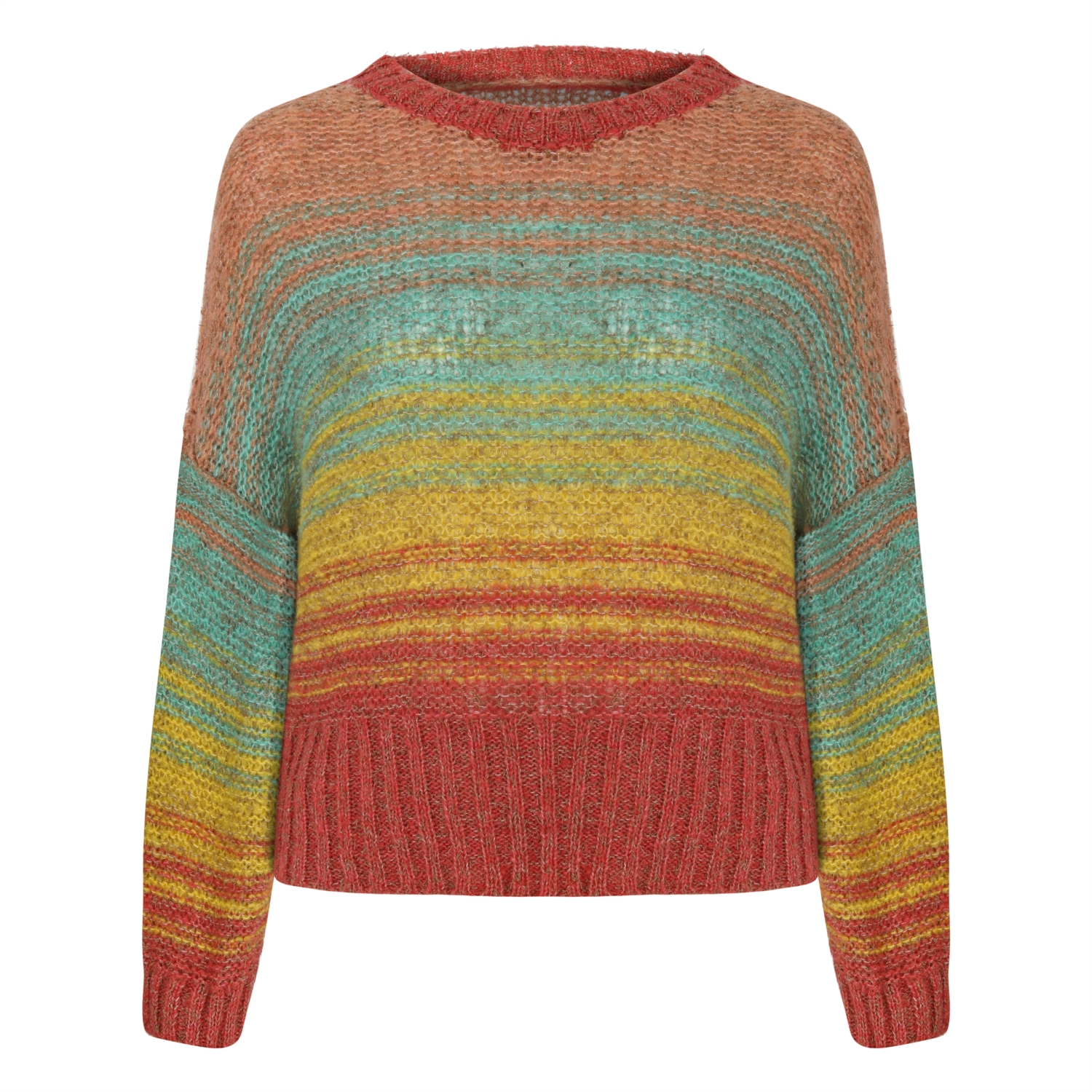 BİSİKLET YAKA RENKLİ KAZAK