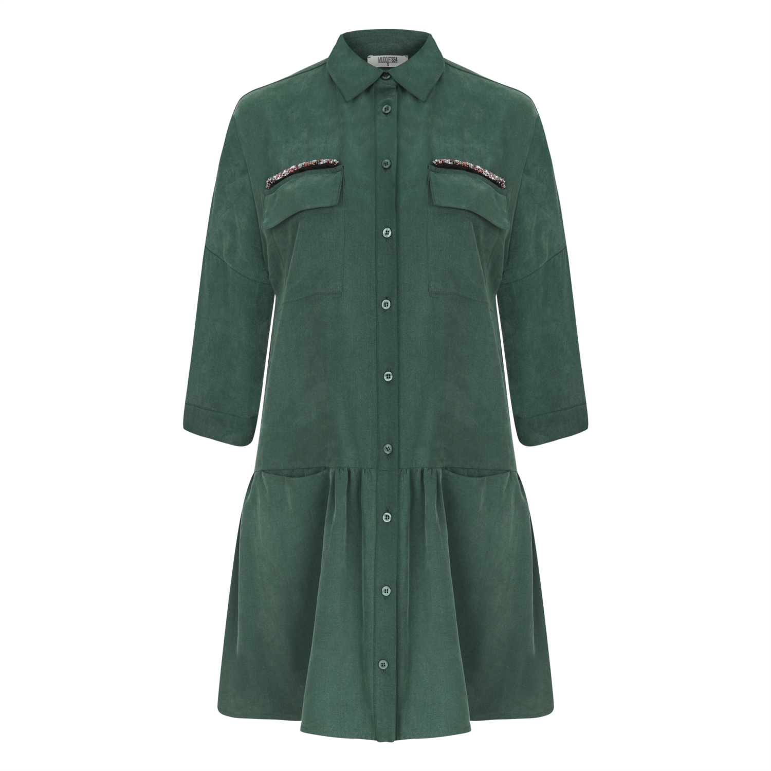 TENCEL TM VOLANLI MİNİ ELBİSE