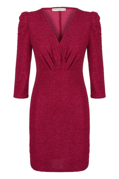  GENİŞ OMUZ V YAKA MİNİ  ELBİSE