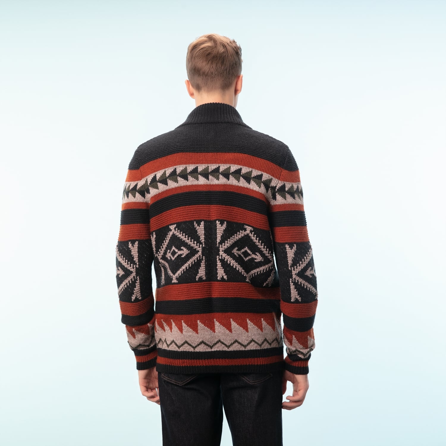 ETNİK DESENLİ FERMUARLI HIRKA