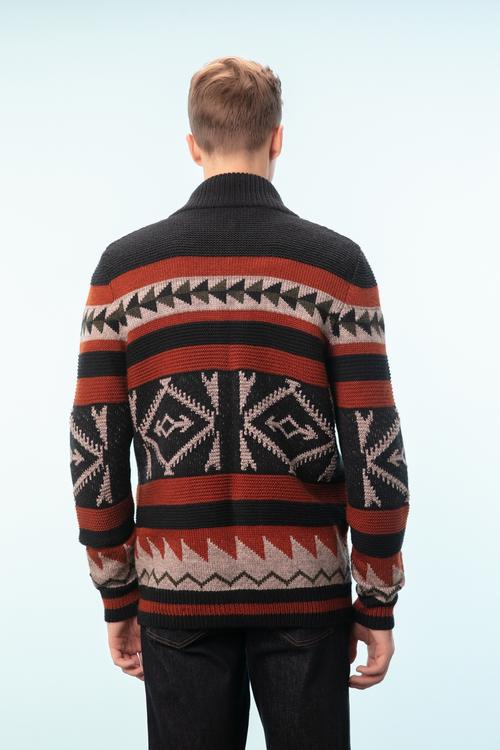  ETNİK DESENLİ FERMUARLI HIRKA