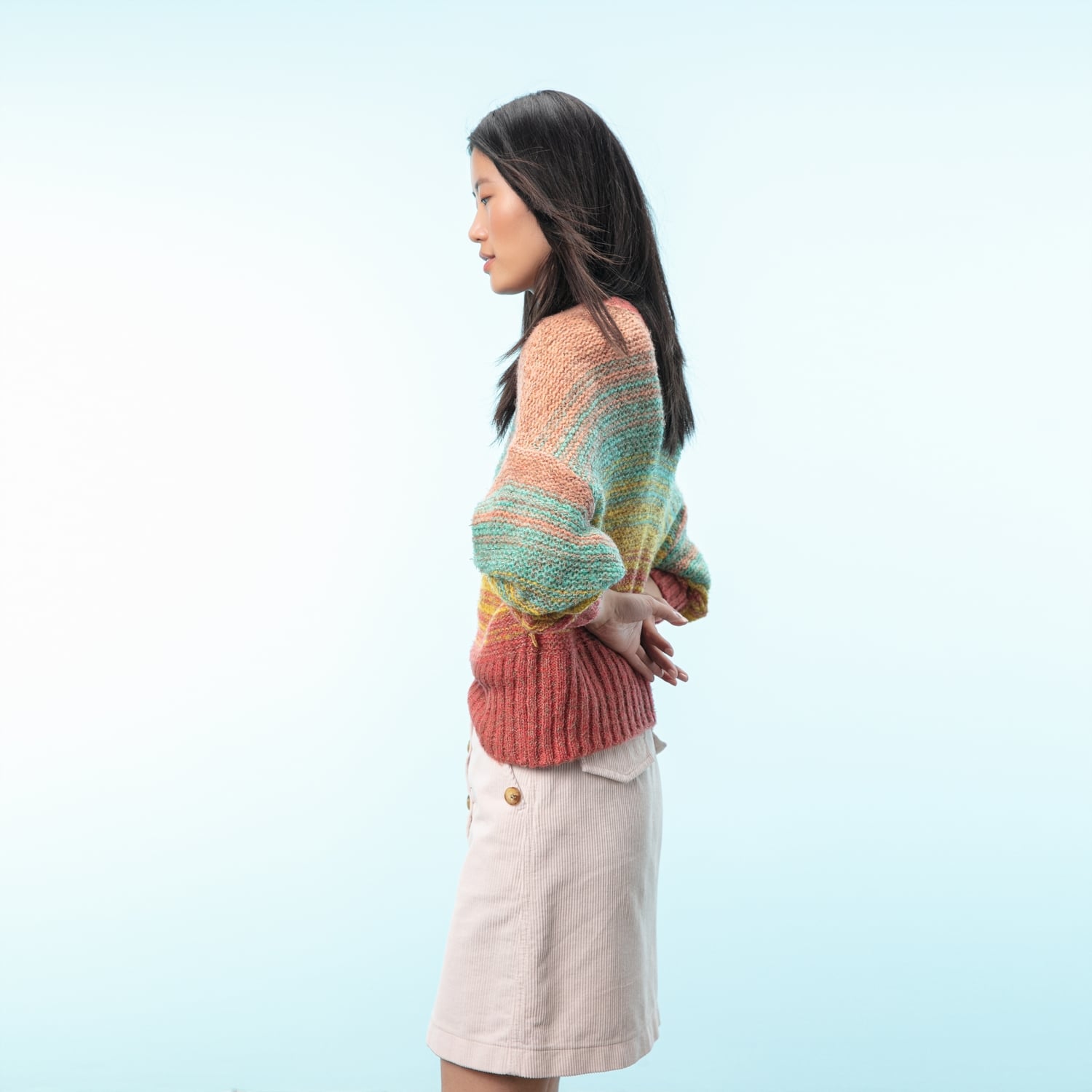 BİSİKLET YAKA RENKLİ KAZAK