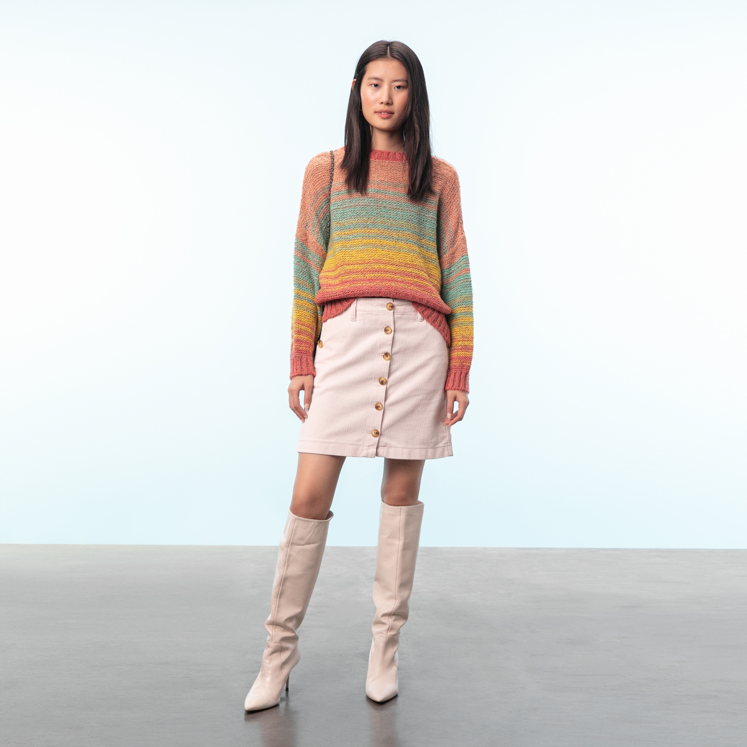 BİSİKLET YAKA RENKLİ KAZAK