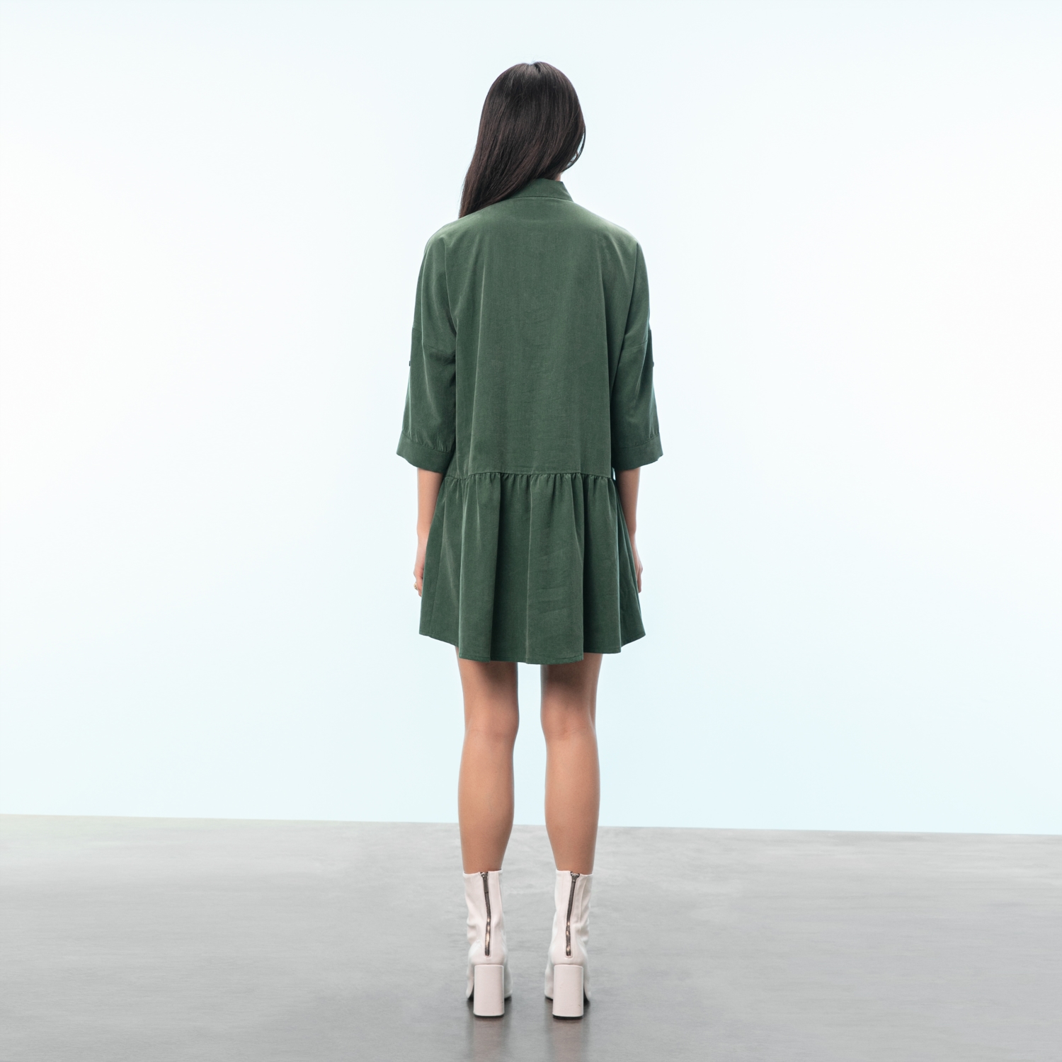 TENCEL TM VOLANLI MİNİ ELBİSE