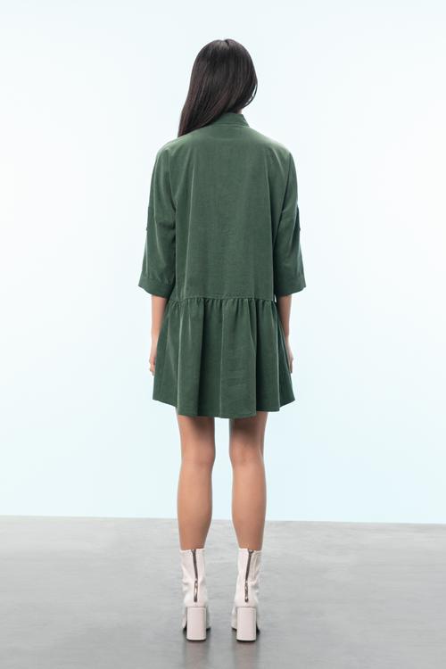  TENCEL TM VOLANLI MİNİ ELBİSE