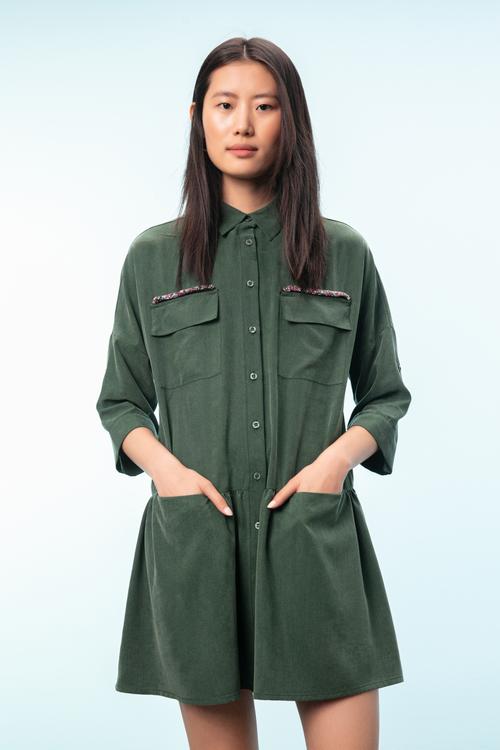  TENCEL TM VOLANLI MİNİ ELBİSE