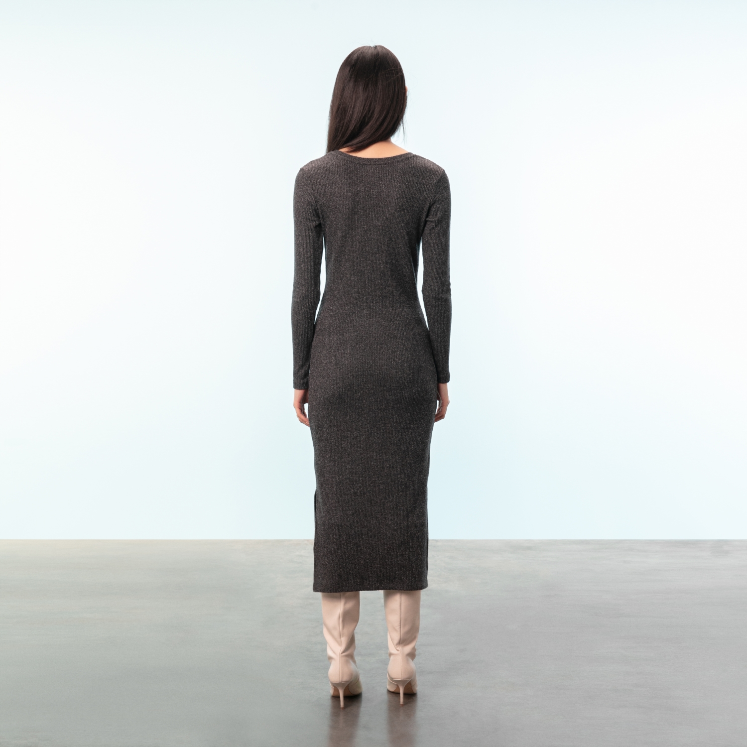 YIRTMAÇLI TRİKO MAXI ELBİSE