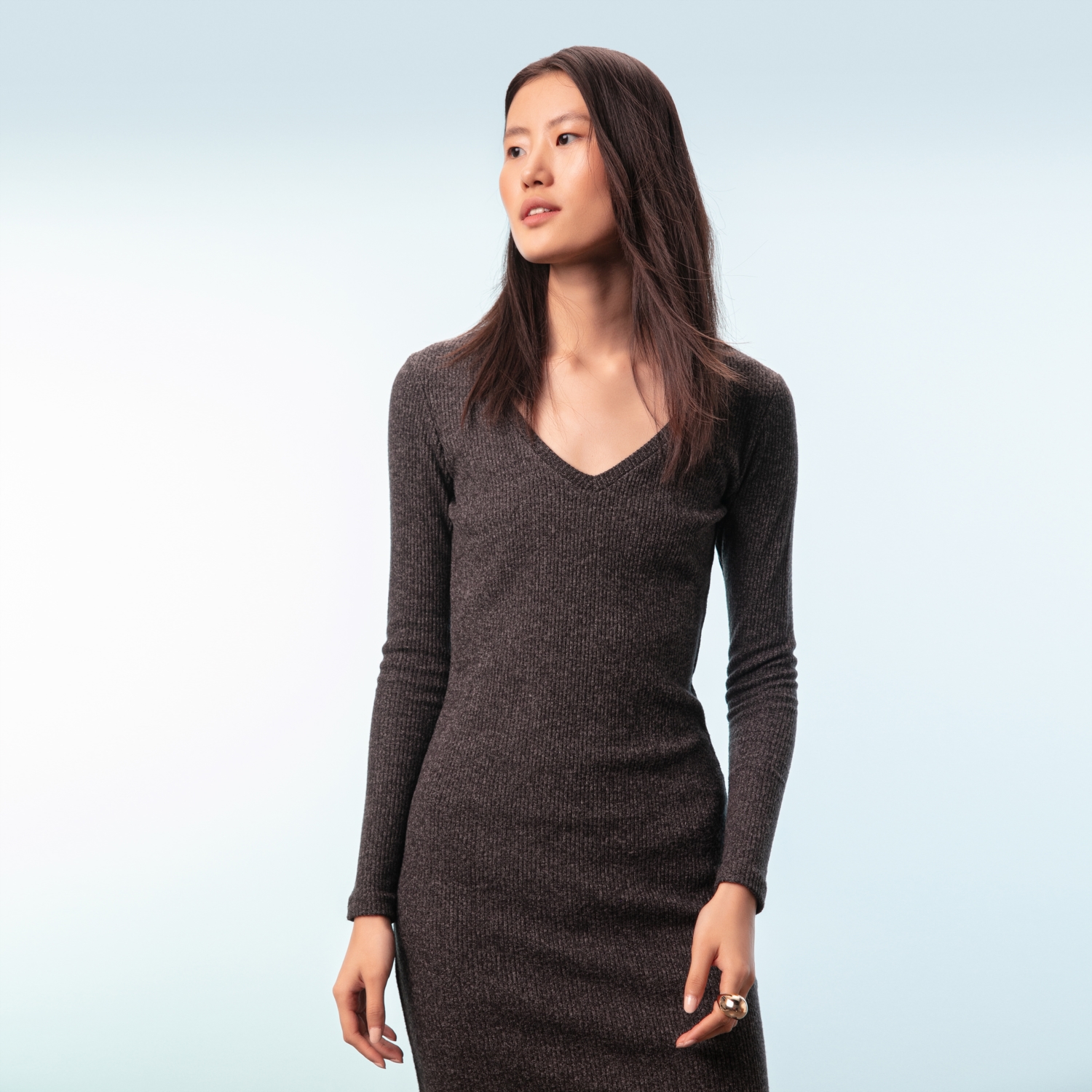 YIRTMAÇLI TRİKO MAXI ELBİSE