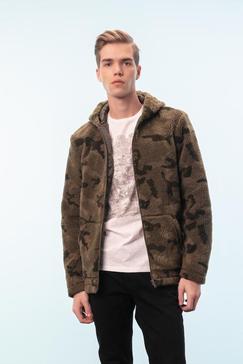  KAMUFLAJ DESENLİ FERMUARLI POLAR CEKET