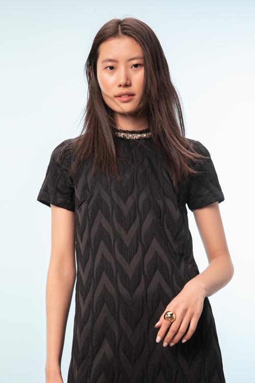  YAKA DETAYLI MİNİ ELBİSE