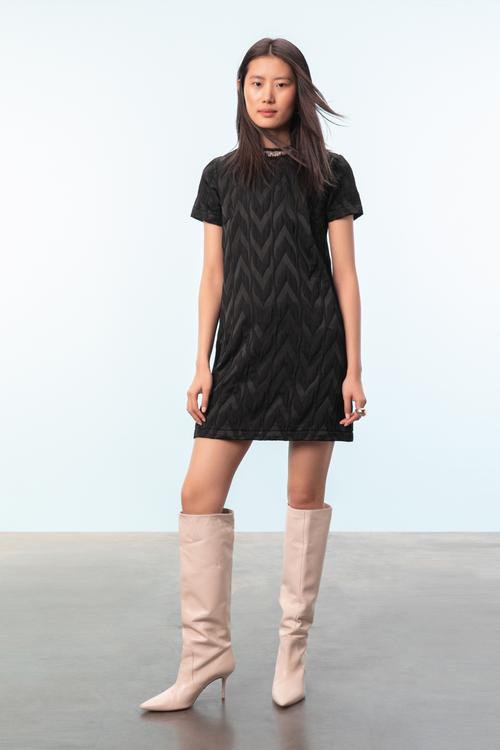  YAKA DETAYLI MİNİ ELBİSE