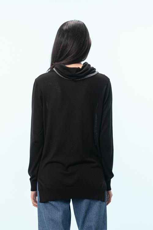  DEGAJE YAKA METALİK İPLİ RAHAT KAZAK