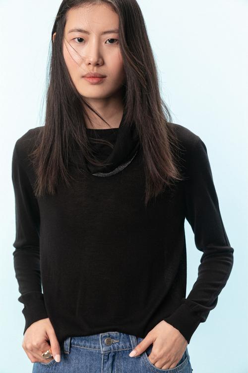  DEGAJE YAKA METALİK İPLİ RAHAT KAZAK