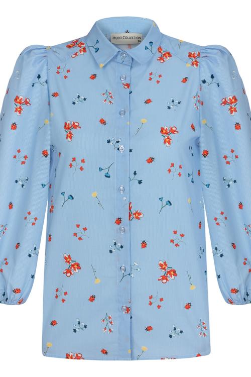  ÇİÇEK DESENLİ BALON KOL GÖMLEK