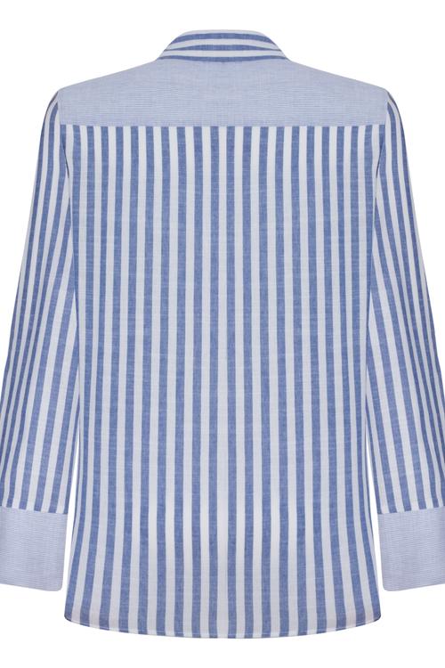  OVERSIZE YANDAN BAĞLAMALI ÇİZGİLİ GÖMLEK