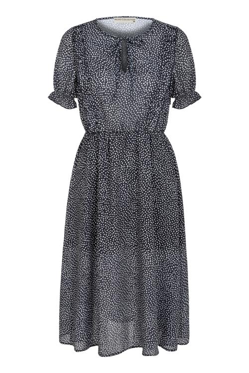  BELİ LASTİKLİ VOLANLI MİDİ ELBİSE