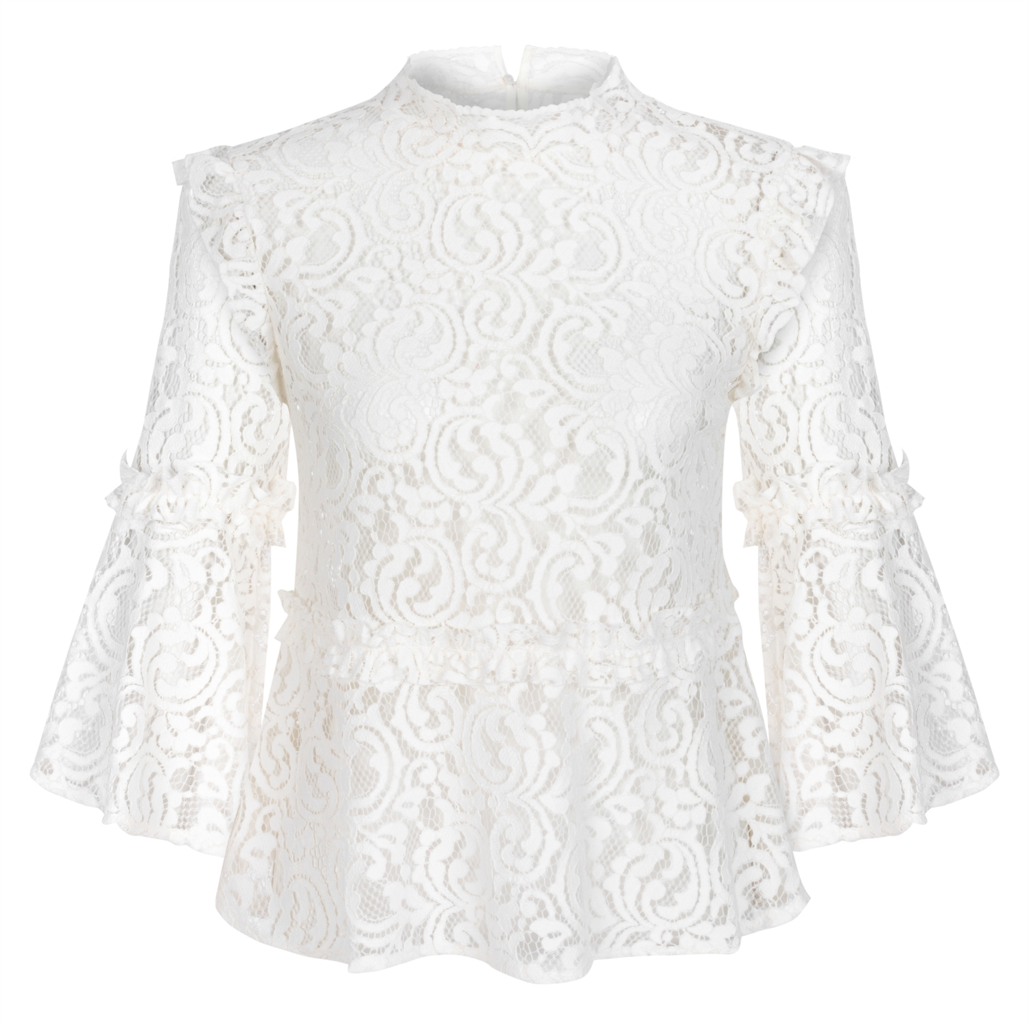 DİK YAKA DANTELLİ BLUZ