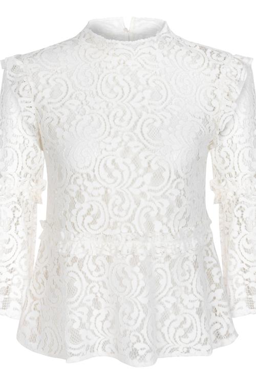  DİK YAKA DANTELLİ BLUZ