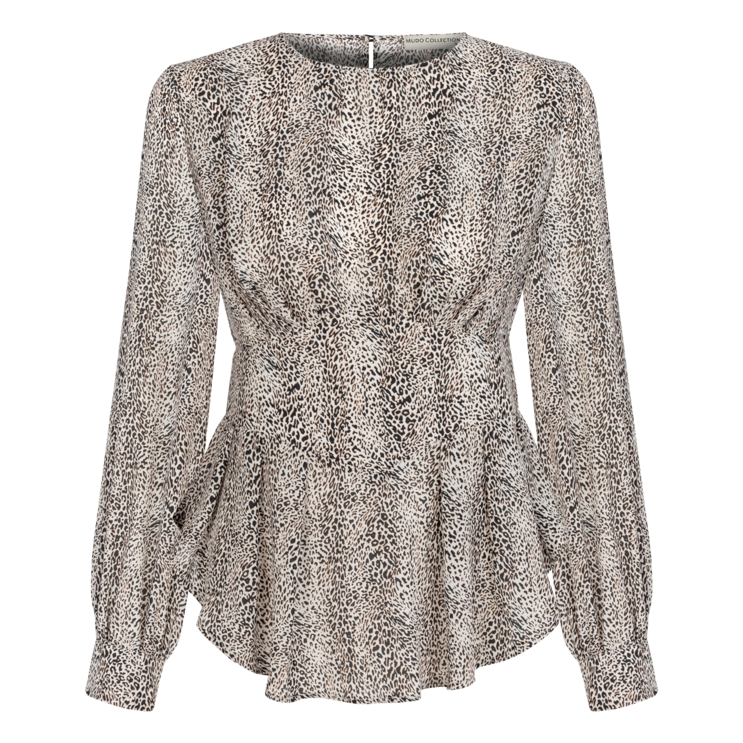 BİSİKLET YAKA LEOPAR DESENLİ BLUZ