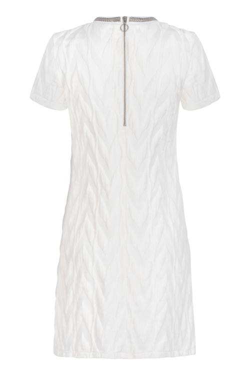  İŞLEMELİ YAKA DETAYLI MİNİ ELBİSE