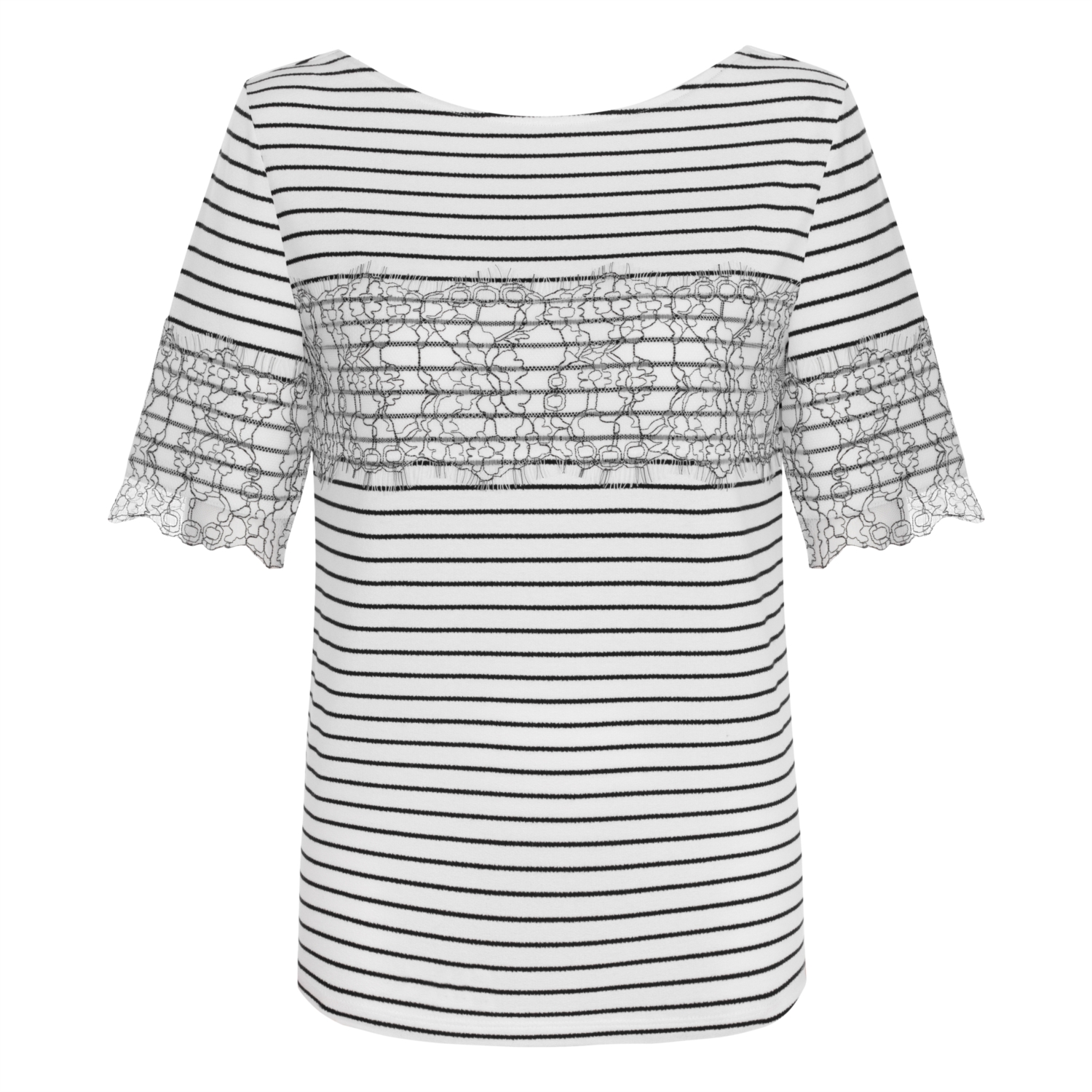 DANTEL DETAYLI ÇİZGİLİ BLUZ