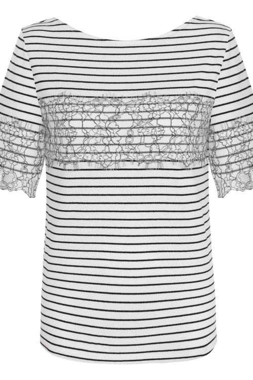  DANTEL DETAYLI ÇİZGİLİ BLUZ