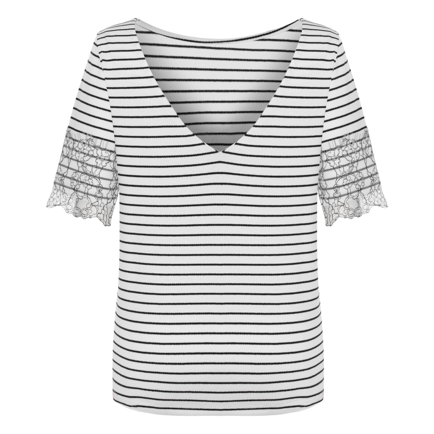 DANTEL DETAYLI ÇİZGİLİ BLUZ