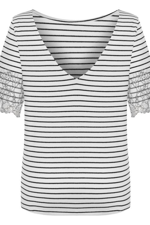  DANTEL DETAYLI ÇİZGİLİ BLUZ