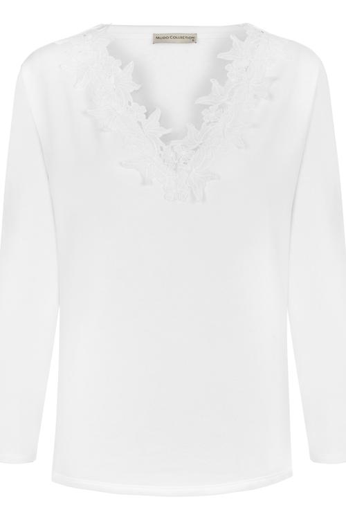  DANTEL DETAYLI V YAKA SWEATSHIRT