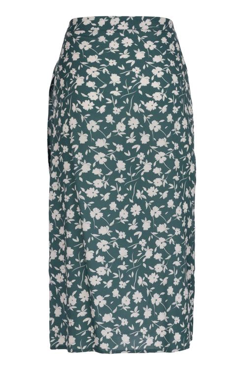  YANDAN BAĞLAMALI ÇİÇEK DESENLİ MİDİ ETEK