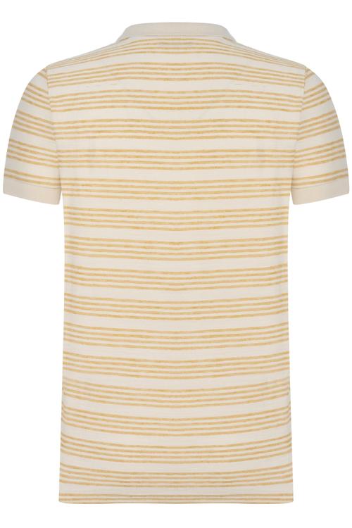  POLO YAKA ÇİZGİLİ PAMUK - KETEN T-SHIRT