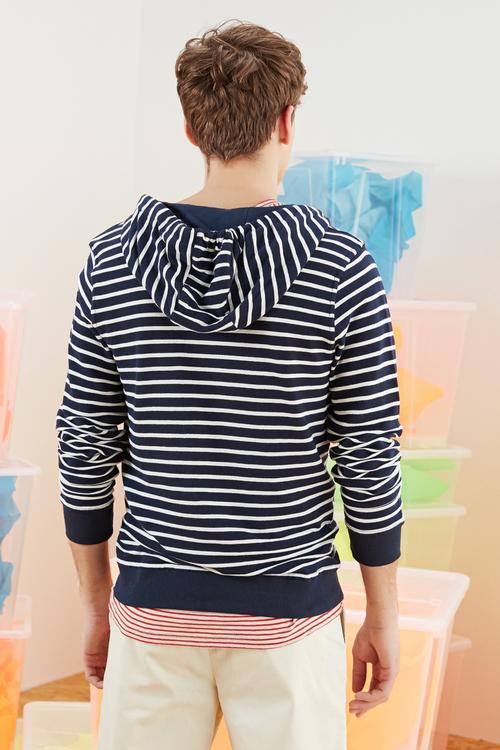  KAPÜŞONLU ÇİZGİLİ SWEATSHIRT