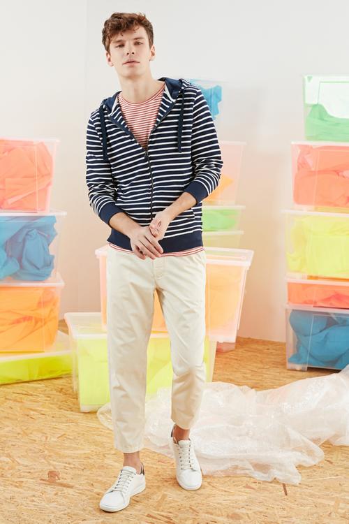  KAPÜŞONLU ÇİZGİLİ SWEATSHIRT