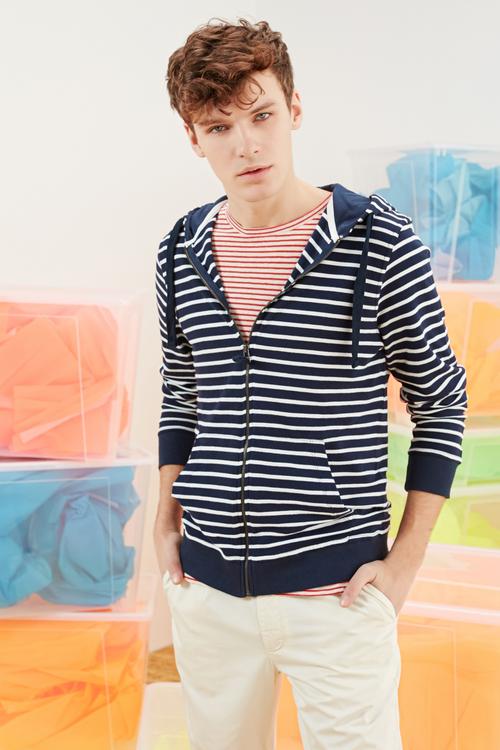  KAPÜŞONLU ÇİZGİLİ SWEATSHIRT