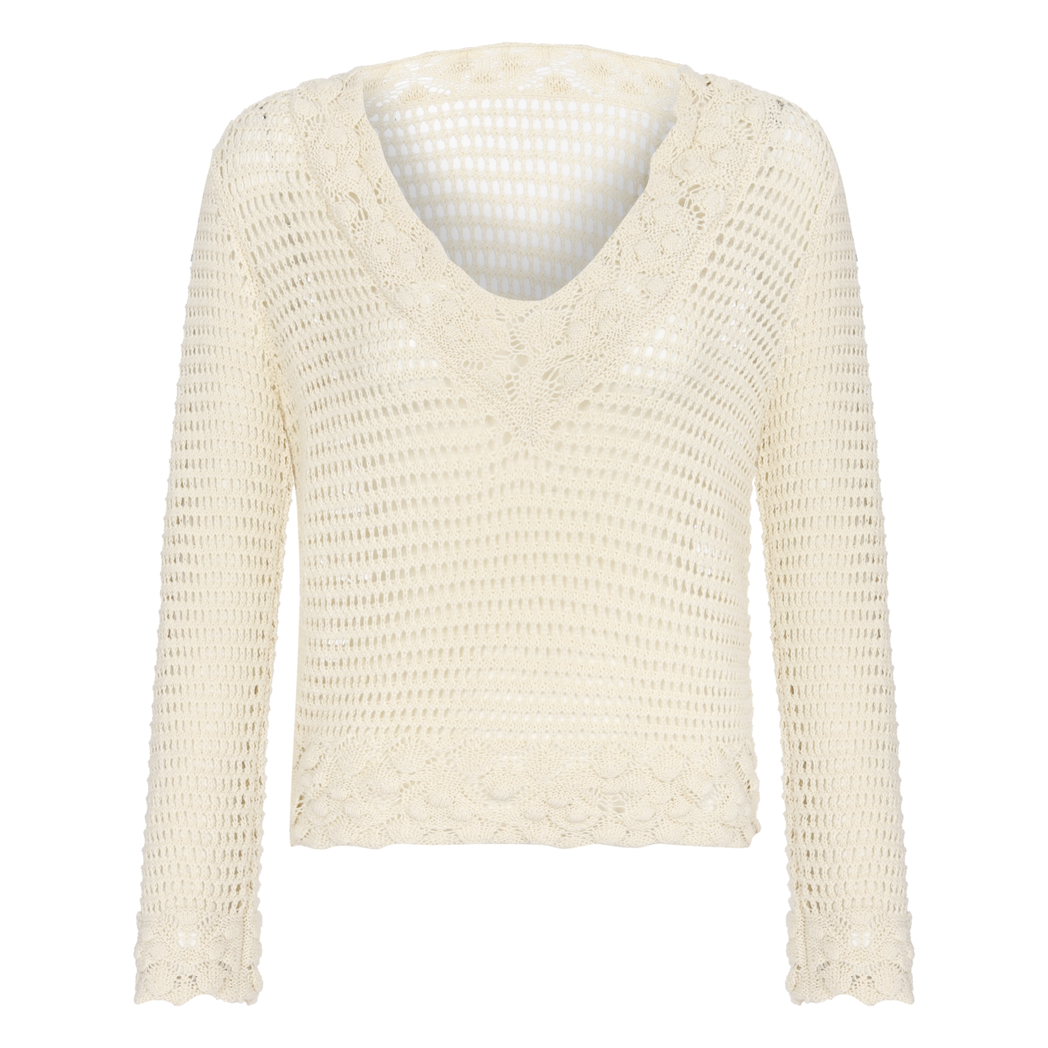 V YAKA DANTELLİ CROP KAZAK