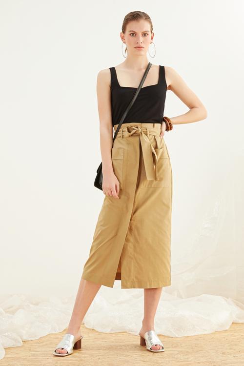  BELDEN BAĞLAMALI PAMUKLU MİDİ ETEK