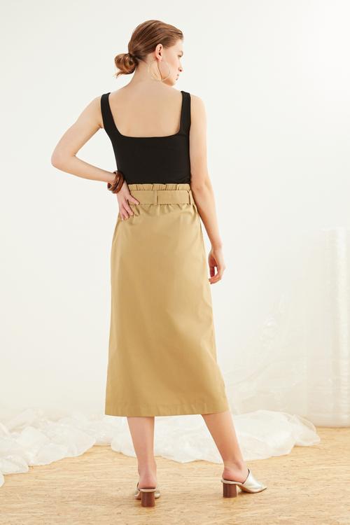  BELDEN BAĞLAMALI PAMUKLU MİDİ ETEK