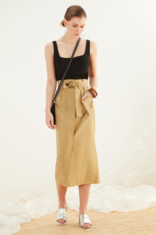  BELDEN BAĞLAMALI PAMUKLU MİDİ ETEK