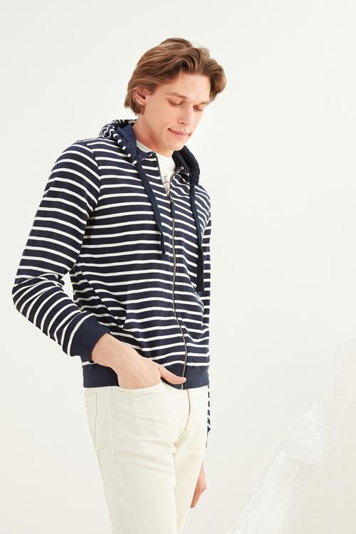  KAPÜŞONLU ÇİZGİLİ SWEATSHIRT