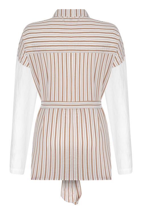  ÇİZGİLİ KUŞAKLI GÖMLEK