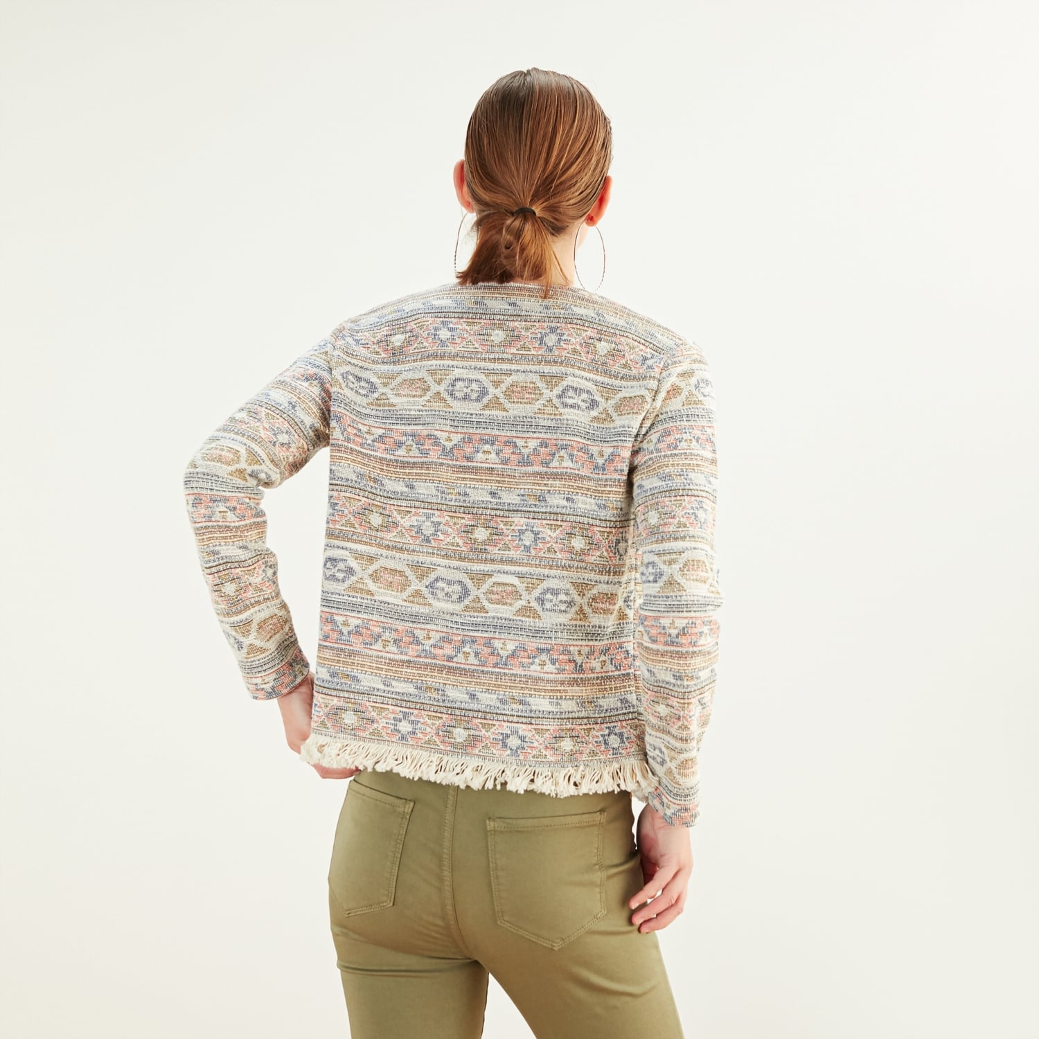 ETNİK DESENLİ CASUAL ÖRME CEKET