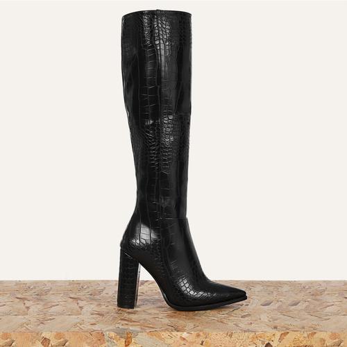  TİMSAH DERİSİ DESENLİ TOPUKLU ÇİZME