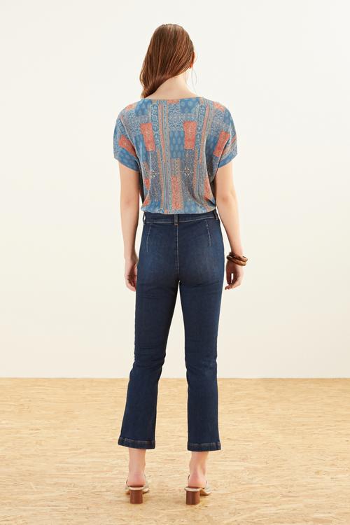  BASKILI DÜŞÜK OMUZ BLUZ