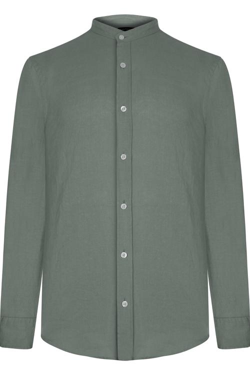  HAKİM YAKA SLIM FIT KETEN GÖMLEK