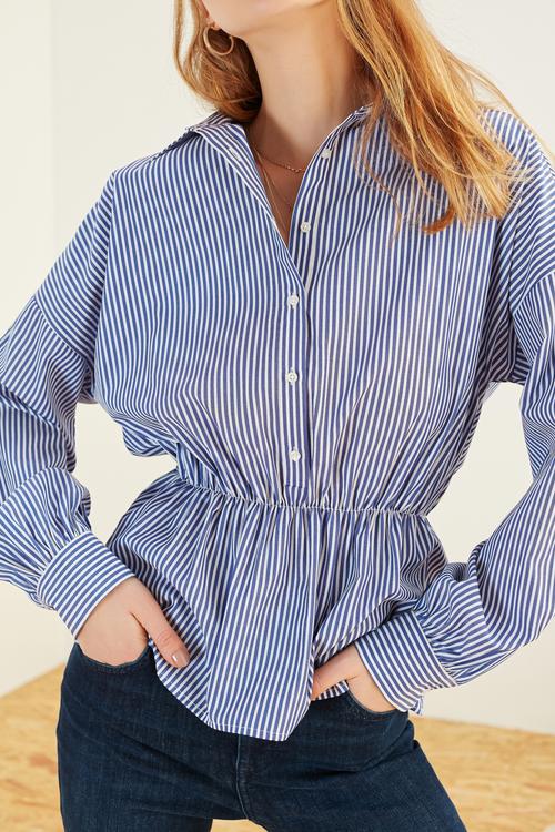  BELİ LASTİKLİ ÇİZGİLİ GÖMLEK