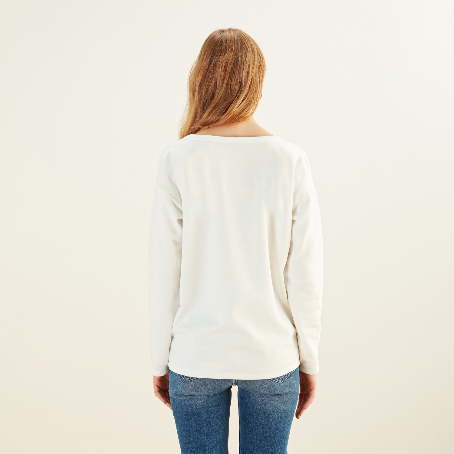 DANTEL DETAYLI V YAKA SWEATSHIRT